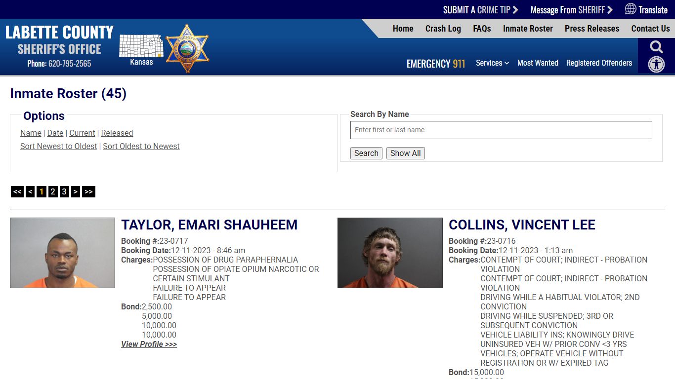 Inmate Roster (54) - Labette County Sheriff KS