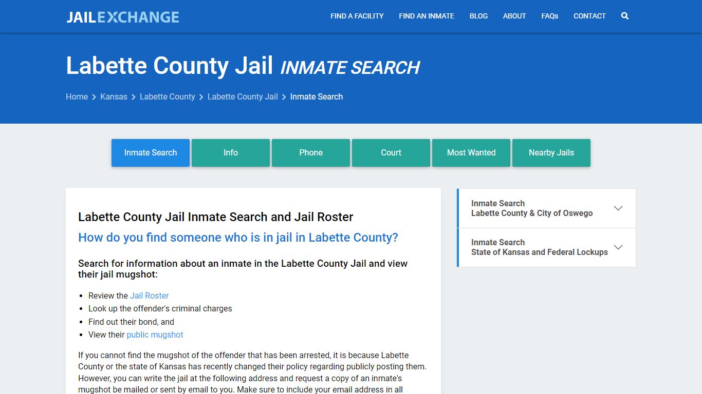Inmate Search: Roster & Mugshots - Labette County Jail, KS